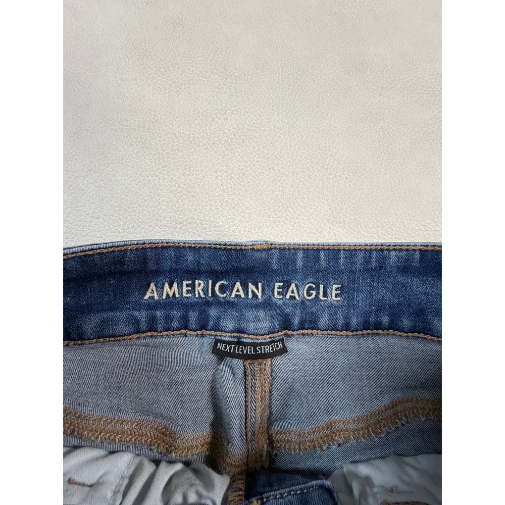 American Eagle Size 6 Super Low Rise Flare Jeans Medium Wash Next Level Stretch - Picture 3 of 11